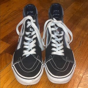 Black/White/Blue Sk8-Hi Vans